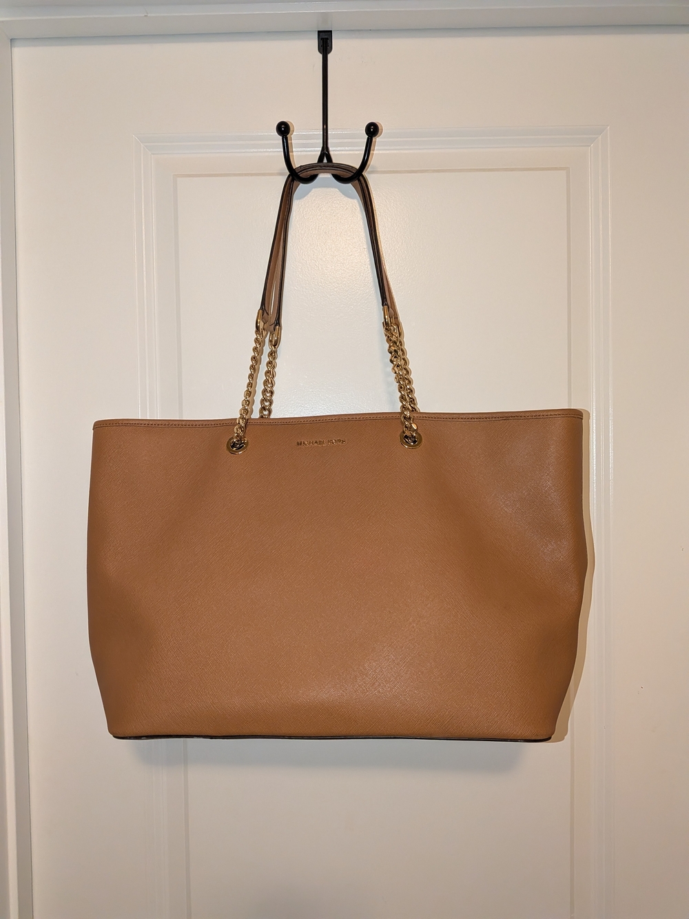 MICHAEL Michael Kors Tan Chain-Handle Leather Tote